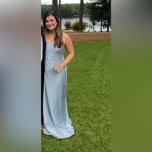 Show Me Your MuMu Taylor Tube Maxi Dress - Steel Blue Satin